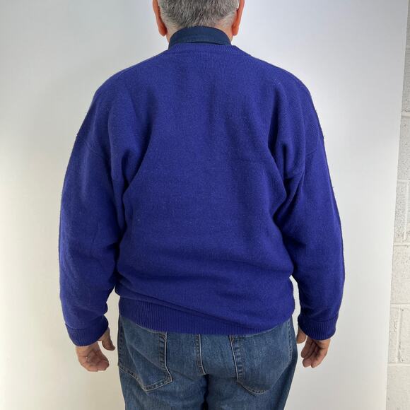 Nordstrom Wool V Neck Pullover Sweater Blue Long Sleeve Pullover - Picture 8 of 8